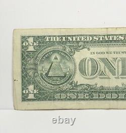 True Binary Fancy Serial Number One Dollar Bill F00110001B 1s 0s Low Sum of 3