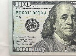 True Binary Fancy Serial Number One Hundred Dollar PI00110010A 65 PPQ 0s 1s FW