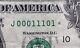 True Binary Star Note Fancy Serial Number 0's 1's $1 Dollar Bill J 00011101 #10