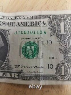 True binary one dollar bill 2017 circulated