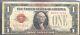 Usa 1 Dollar 1928 United States Note Red Seal Selten Schein One Banknote #11896