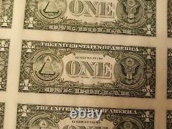 US Treasury Uncut 32 $1 One Dollar Bills Sheet 1993