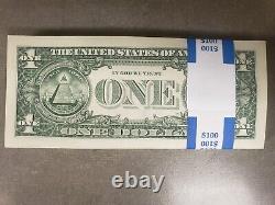 Uncirculated ONE Dollar Bills, Series 2017A $1 Sequential Notes $ Lot of 100 L/2