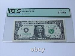 VINTAGE one DOLLAR REPEATER SERIAL NUMBER PCGS 67 PPQ $1 ST. LOUIS 2006 BILL PMG
