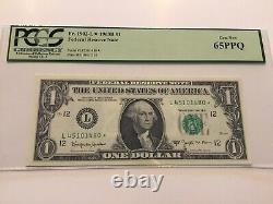 VINTAGE pcgs 65 PPQ $1 BARR 1963-B FEDERAL RESERVE NOTE SAN FRAN ONE DOLLAR BILL
