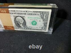 VTG 1969 ONE 1 HUNDRED 1 DOLLAR BILLS Acrylic PAPERWEIGHT Display