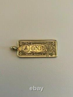 Vintage 14k Yellow Gold One Dollar Bill Charm/Pendant