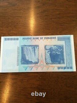 Zimbabwe 100 TRILLION DOLLAR BILL AA Reserve Bank 2008 uncirculated one(1)