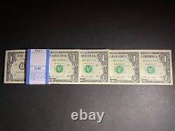 100 2013 $1 Un Dollar Bills Notes Bep Non Circulé Fancy Serial Kansas City J