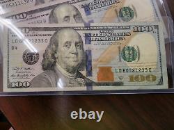 $100 EN ESPÈCES (1) Billet de cent dollars Série 2013 en bon état d'usage et en circulation