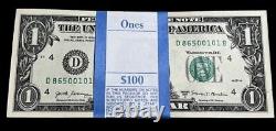 (100) Factures Séquentielles D'un Dollar Non Distribuées Des États-unis Factures D'un Dollar Factures D'un Dollar 100 D'entre Elles
