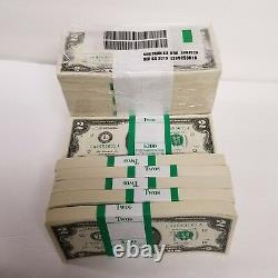 100 Notes Non Circulées De 2 $ Année De 2017 Deux Dollars (une Pile)