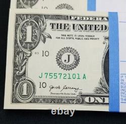 100 Nouveaux Billets D'un Dollar J A Série $1 Billets De Banque Kansas City Missouri Réserve