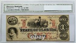 1864 $ 1 Dollar L'état De Floride Tallahassee Obsolète Billet De Banque