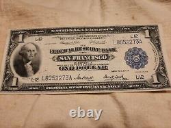 1914-1918 Grande Note De Réserve Fédérale San Francisco California 1 Dollar Bill