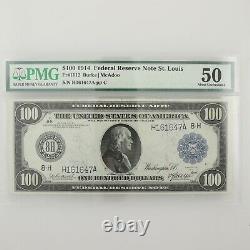 1914 Pmg50 $100 Federal Reserve Note St. Louis One Hundred Dollar Us Large Bill