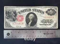 1917 Année Rare Nous Un Dollar Bill Washington D. C. Grande Taille