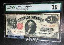 1917 One Dollar Star Note Elliott/burke Pmg 30 Nice Note