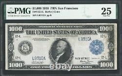 1918 1000 $ Un Mille Dollars Hamilton San Fran. Réserve Fédérale Note Pmg Vf25