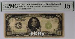 1928 Richmond 1000 $ Projet De Loi De 1 000 $ Réserve Fédérale Note 500 Pmg 15