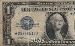 1928a Star Note Bleu Sceau Certificat D'argent Un Dollar Étoile Note En Fine Cond