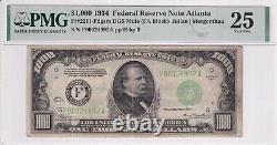 1934 Billet de mille dollars $1000 Atlanta FRN-Fr#2211-F Mule-PMG 25 Très bien