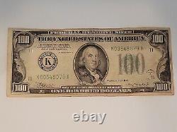 1934 Une Bille Dollaire De 100 $ Circulée K00548079a Dallas Tx