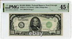 1934-a 1 000 $ Note De La Réserve Fédérale Chicago Pmg 45 Epq Jm192