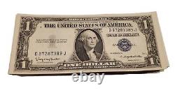 1935 Un Dollar Bleu Sceau Note De Certificat D'argent Crisp Uncirculated Lot De 100