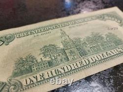 1966 100 $ Note Des États-unis Sceau Rouge Vf+ Un Billet D'une Centaine De Dollars
