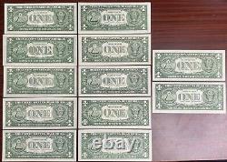 1977 Factures D'un Dollar $1 Complet District Set 12 Notes Réserve Fédérale #48069