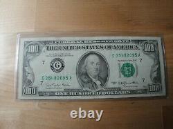 1977 (g) 100 $ Un Cent Dollars Bill Federal Reserve Note Chicago Old Vintage