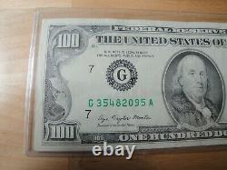 1977 (g) 100 $ Un Cent Dollars Bill Federal Reserve Note Chicago Old Vintage