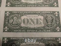 1981 Série $ 1 Dollar Bill Us Feuille De Devises 32 Notes Non Découpées Non Distribuées #5