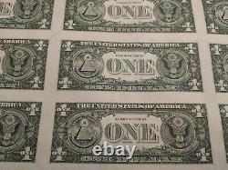 1981 Série $1 Un Dollar Bill Us Feuille De Devises 32 Notes Non Découpées Non Circulées #3