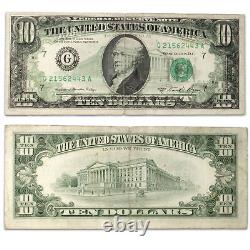 1981 Un billet de réserve fédéral de 10 dollars des États-Unis avec une surimpression inversée sur l'avers