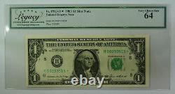 1985 $1 One Dollar Frn Federal Reserve Star Note Fr. 1913-h Legacy 64