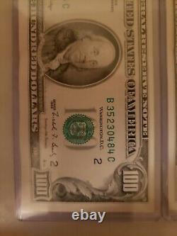 1988 100 $ Cent Dollars De La Réserve Fédérale Note Crisp! (2 Au Total)
