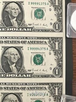 1988 $1 One Dollar Bill Uncut Sheet Of 4 Complete 12 District Set A L Unc