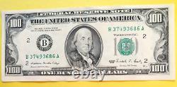 1988 B Billet de 100 dollars de la Réserve fédérale de New York, vieux et vintage.