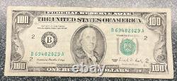 1988 (b) 100 $ Un Cent Dollars Bill Federal Reserve Note New York Old Vintage