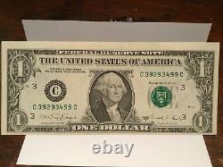 1988a One Dollar Bill Misaligned Front & Back, Double Printed On Back