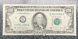 1990 (G) Billet de cent dollars de la Réserve fédérale de Chicago Vintage Money