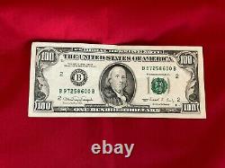 1990 (b) 100 $ Un Cent Dollars Bill Federal Reserve Note New York Grand Condit