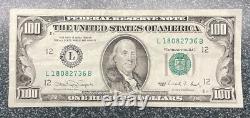1990 (l) Un Cent Dollars Bill 100 $ Us Federal Reserve San Francisco Vintage