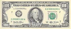1993 Billet de 100 dollars de la Réserve fédérale de Chicago, série de billets de 100 dollars