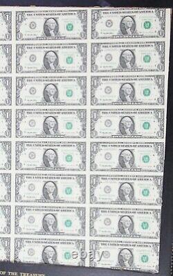 1995 Feuille Non Découpée Non-circulaire 32 De $1 Bills D'un Dollar Devise Carte Originale
