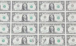 1995 Feuille Non Découpée Non-circulaire 32 De $1 Bills D'un Dollar Devise Carte Originale