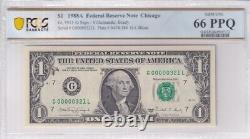 1998A 1 $ Un dollar Fantaisie 3 Chiffres Numéro de série bas 00000321 PCGS 66 PPQ