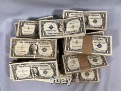 $1 1957 Bien Distribué Un Dollar De Certificat D'argent Notes Lot De 100 Billets